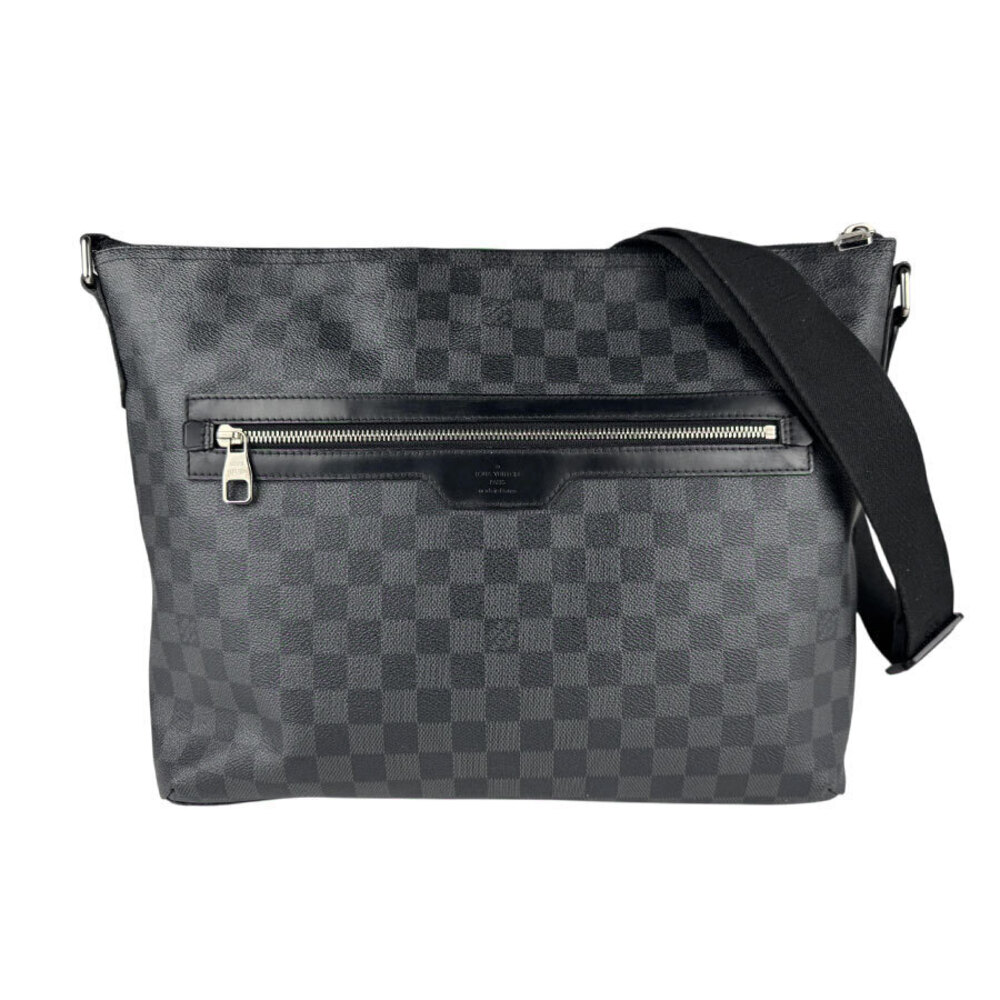 Louis Vuitton Damier Mick Shoulder Bag Canvas Leather Graphite Black